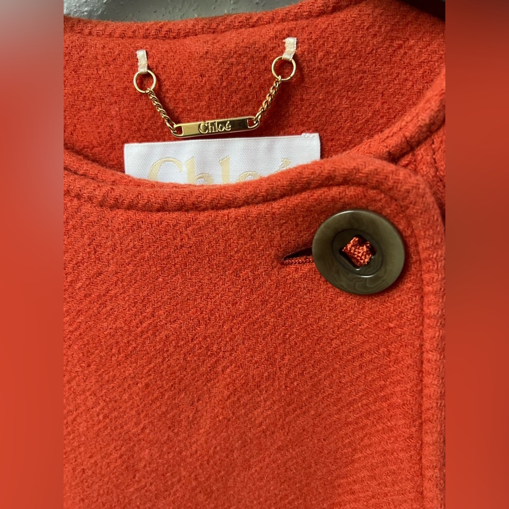 Chloé Iconic Wool Blend Belted Coat In Chestnut Orange Size 36 New - Picture 12 of 16